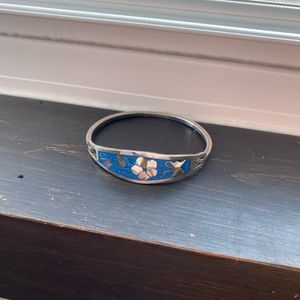 VINTAGE glass/ Sterling silver cuff bracelet